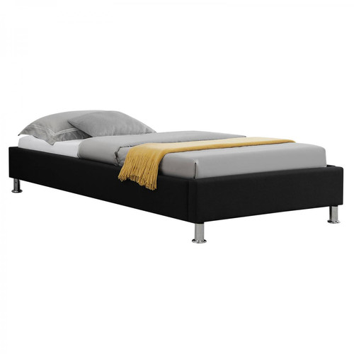 Idimex - Lit futon simple NIZZA, 90 x 190 cm, avec sommier, revêtement en tissu noir - Lit enfant Noir