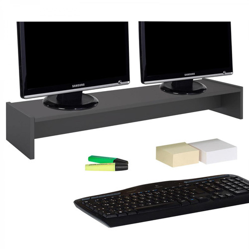 Idimex - Support d'écran d'ordinateur SCREEN, en mélaminé gris mat - Support écran Bureau
