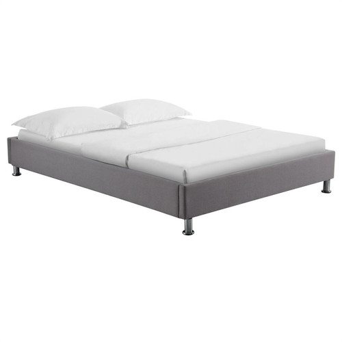 Idimex - Lit futon double NIZZA, 140 x 190 cm, avec sommier, revêtement en tissu gris Idimex  - Lit enfant Gris