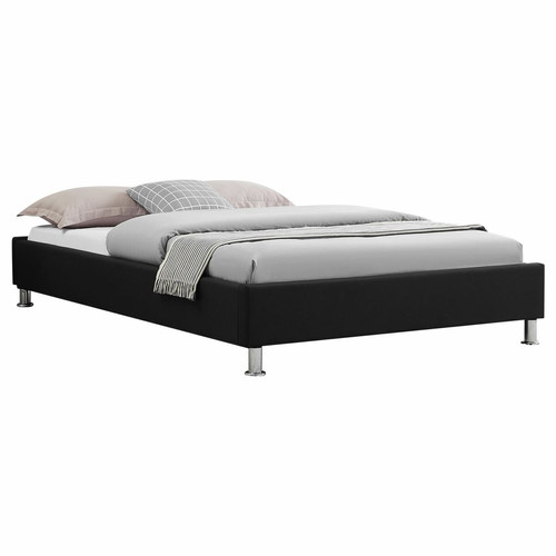 Idimex - Lit futon simple NIZZA, 120 x 190 cm, avec sommier, revêtement en tissu noir Idimex  - Pieds de lit en bois