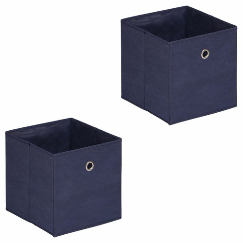 Idimex -Lot de 2 boîtes de rangement ELA, en tissu bleu foncé Idimex  - Boîte de rangement Bleu vert ou rose