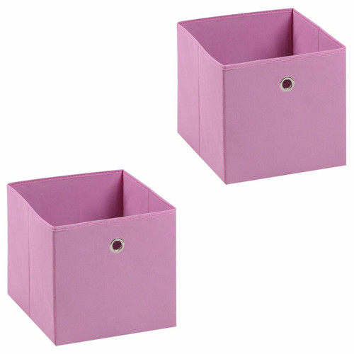 Idimex - Lot de 2 boîtes de rangement ELA, en tissu rose Idimex  - Boite rangement linge