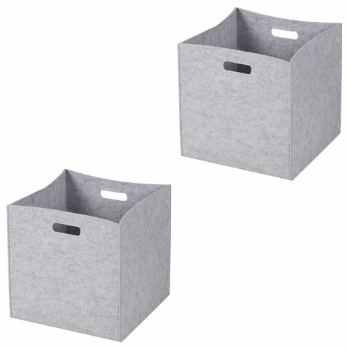 Idimex - Lot de 2 boîtes de rangement FELT, en feutrine gris Idimex  - Boîte de rangement Gris