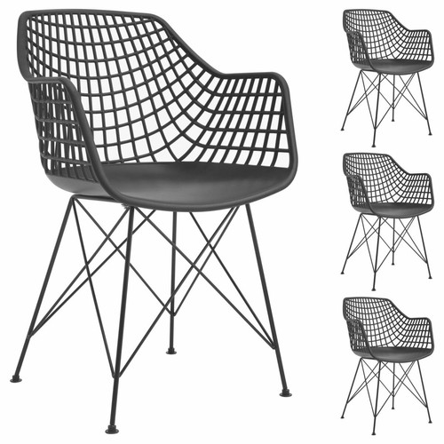 Idimex - Lot de 4 chaises ALICANTE, en plastique noir Idimex  - Lot de 4 chaises Chaises