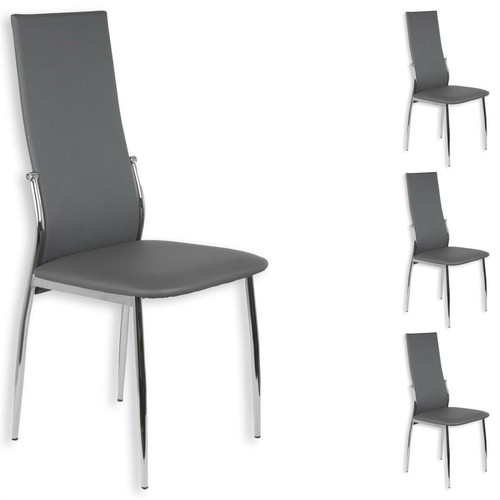 Idimex - Lot de 4 chaises DORIS, en synthétique gris Idimex - Chaises Non empilable