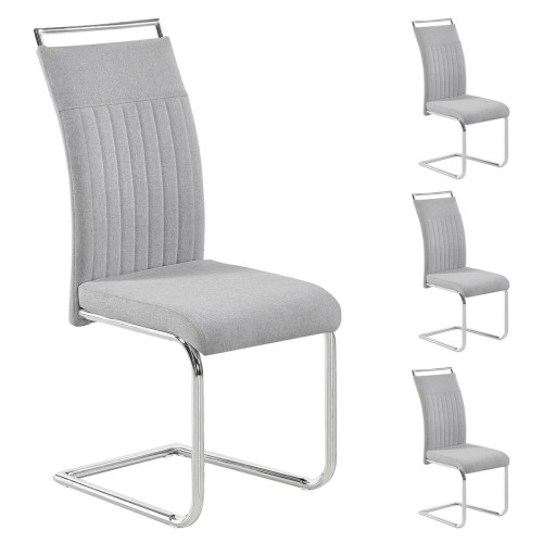 Idimex - Lot de 4 chaises ERICA, en tissu gris clair Idimex  - Chaises Idimex