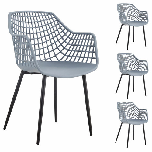 Idimex - Lot de 4 chaises LUCIA, en plastique gris clair Idimex  - Chaises Idimex