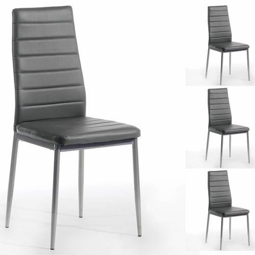 Idimex - Lot de 4 chaises NATHALIE, en synthétique gris Idimex - Chaises Non empilable