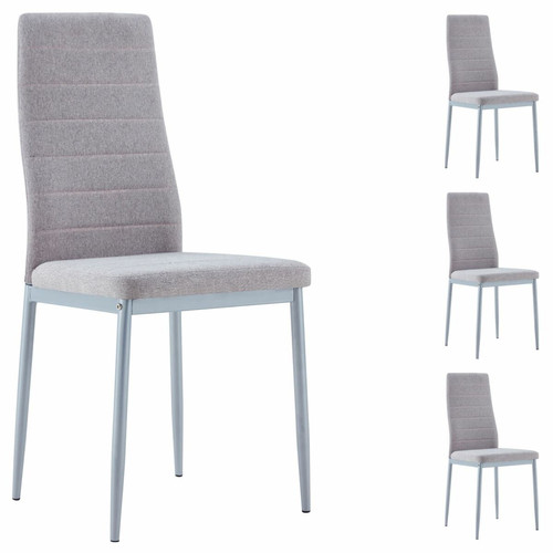 Idimex - Lot de 4 chaises NATHALIE, tissu gris Idimex  - Lot de 4 chaises Chaises
