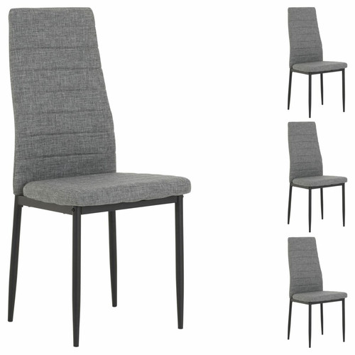 Idimex - Lot de 4 chaises NATHALIE, tissu gris et piètement en métal noir Idimex  - Chaises Idimex