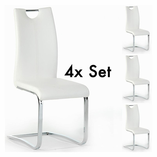 Idimex - Lot de 4 chaises SABA, en synthétique blanc Idimex  - Chaises Idimex