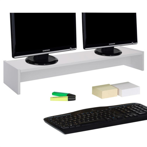 Idimex - Support d'écran d'ordinateur SCREEN, en mélaminé blanc mat - Support écran Bureau