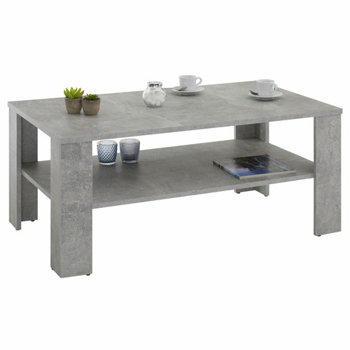 Idimex - Table basse LORIENT, en mélaminé décor béton Idimex  - Etagere rectangulaire