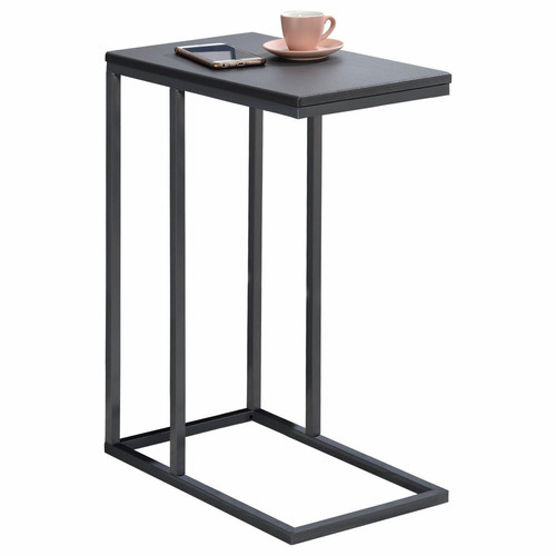 Idimex - Table d'appoint rectangulaire DEBORA, en métal gris et décor gris mat Idimex  - Idimex