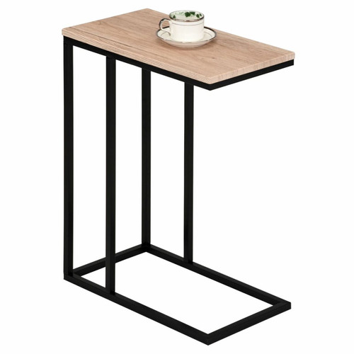 Idimex - Table d'appoint rectangulaire DEBORA, en métal noir et décor chêne sauvage Idimex  - Cadre decoration salon