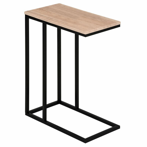 Idimex Table d'appoint rectangulaire DEBORA, en métal noir et décor chêne sauvage