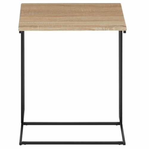 Idimex Table d'appoint rectangulaire VITORIO en métal noir et plateau en MDF décor chêne sonoma