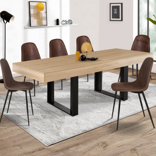 Idmarket - Table à manger extensible rectangle PHOENIX 6-10 personnes bois et noir 160-200 Idmarket  - Maison Marron noir
