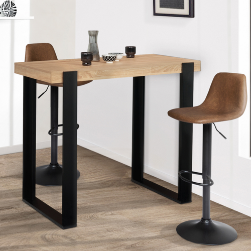 Idmarket - Table bar PHOENIX bois et noir Idmarket  - Table salle a manger largeur 100 cm