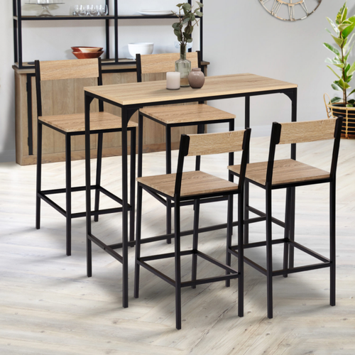 Idmarket - Table haute DETROIT 4 chaises Idmarket  - Bars