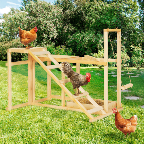 Idmarket - Aire de jeux en bois XXL pour poules avec balançoire perchoir échelle bain de poussière - Poulailler