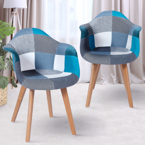 Idmarket - 2 fauteuils motifs patch bleus Idmarket  - Fauteuils Idmarket