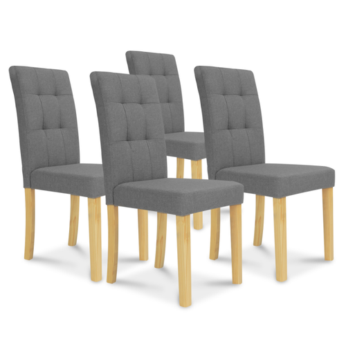Idmarket - Lot de 4 chaises POLGA capitonnées grises pour salle à manger - Chaise salle manger confortable