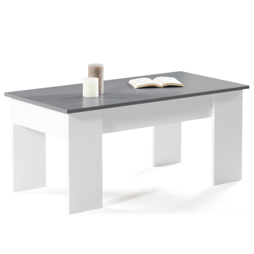 Tables basses Table basse plateau relevable TARA bois blanc et gris