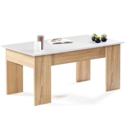 Tables basses Table basse plateau relevable TARA bois blanc et imitation hêtre