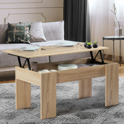 Idmarket - Table basse plateau relevable TARA bois imitation hêtre Idmarket  - Table Relevable Tables basses