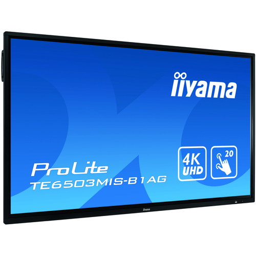 Moniteur PC Iiyama iiyama ProLite TE6503MIS-B1AG moniteur à écran tactile 163,8 cm (64.5"") 3840 x 2160 pixels Noir Plusieurs pressions Multi-utilisateur