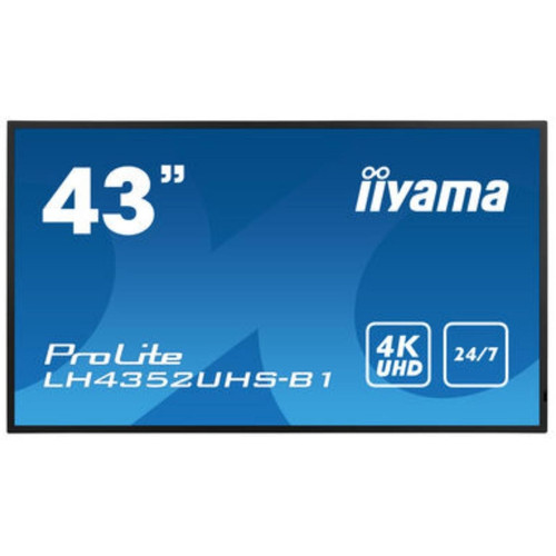 Moniteur PC Iiyama IIYAMA LFD 43" dalle IPS 24/7 3840x2160 DVI VGA 3xHDMI  2xHaut-parleurs DisplayPort 2xUSB 500cd/m² Paysage/port 8ms MediaPlayer VESA 200x200 LH4352UHS-B1