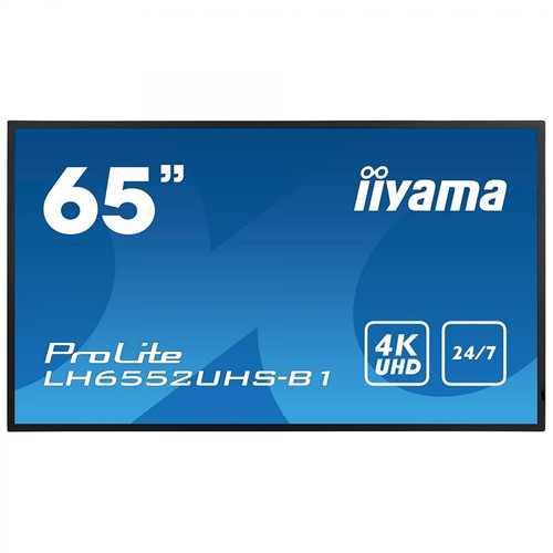 Iiyama - IIYAMA LFD 65" dalle IPS 24/7 3840x2160 DVI VGA 3xHDMI  2xHaut-parleurs DisplayPort 2xUSB 500cd/m² Paysage/port 8ms MediaPlayer VESA 400x400 LH6552UHS-B1 - Iiyama