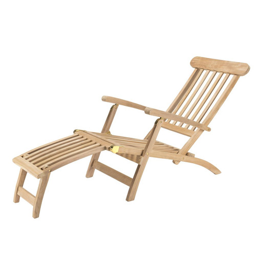 Transats, chaises longues Chaise longue de jardin HARRIS en bois teck