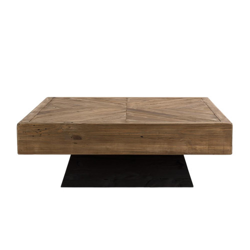 MACABANE Table Basse Carrée ANDRIAN Bois Pin Recyclé
