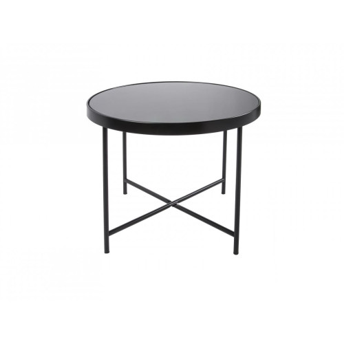 3S. x Home - Table d'Appoint SMOOTH Noir Matte et Plateau en Verre - Tables d'appoint
