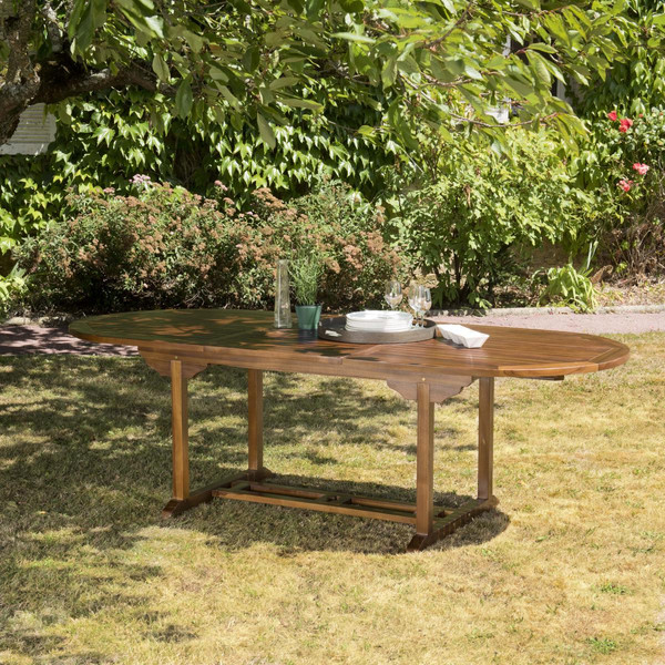 Tables de jardin MACABANE Table de jardin HANNA 8/10 personnes - Table ovale extensible 180/240 x 100 cm en bois teck huilé