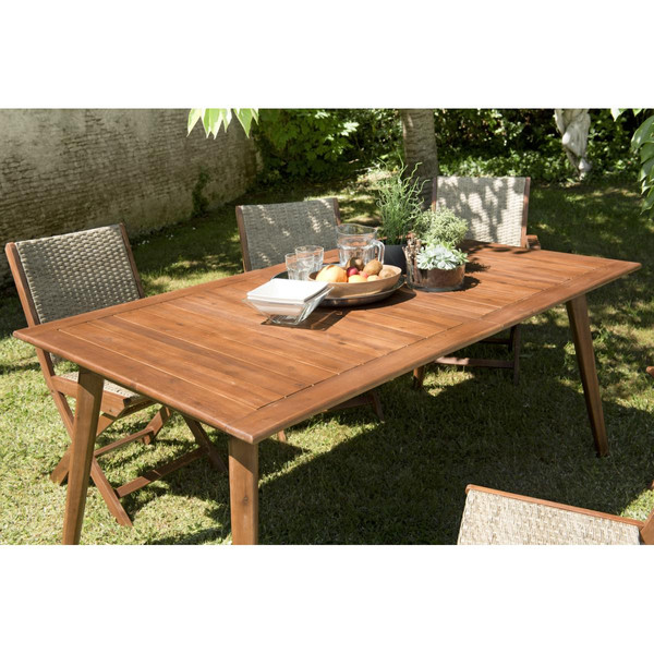 Tables de jardin MACABANE Table de jardin VICTOIRE 8/10 personnes - extensible 180/240x100 cm en bois Acacia