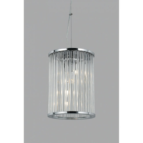 Impex - Suspension lanterne Oklahoma Chrome 4 ampoules 28,5cm Impex - Luminaires Chrome, verre opale