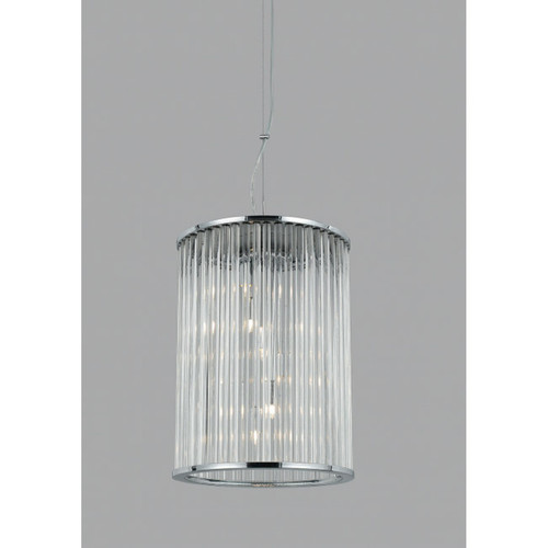 Impex - Suspension lanterne Oklahoma Chrome 6 ampoules 43,5cm Impex  - Luminaires Chrome, cristal