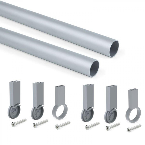 Inconnu - (1 Kit)  Kit tube de penderie circulaire D. 28, 750 mm, aluminium, Anodisé mat Inconnu  - Quincaillerie