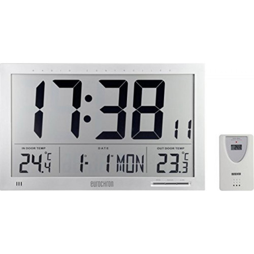 Inconnu - Eurochron EFWU Jumbo 102 radiopiloté(e) Horloge murale 370 mm x 230 mm x 30 mm argent Inconnu  - ASD
