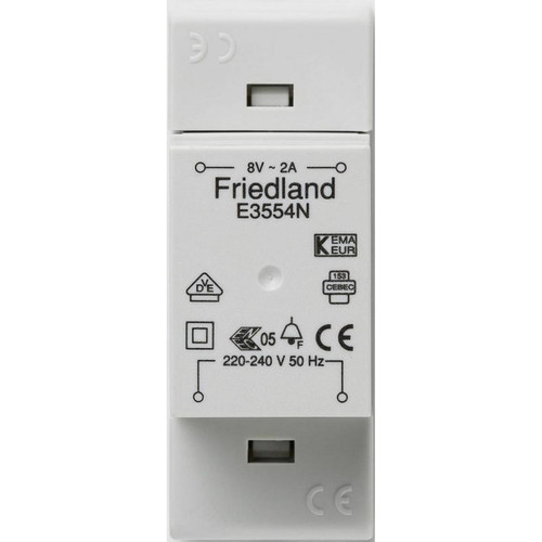 Inconnu - Friedland 47137 Transformateur pour sonnette E3554N 8 V / 2 A Inconnu  - Sonnette et visiophone connecté
