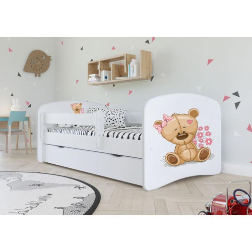 Inconnu - Lit Babydreams blanc teddy fleurs avec un tiroir sans matelas 160/80 Inconnu  - Bonnes affaires Lit bébé