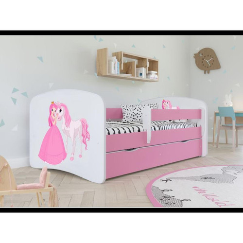 Inconnu - Lit Babydreams cheval de princesse rose avec un tiroir sans matelas 160/80 Inconnu  - Lit bébé