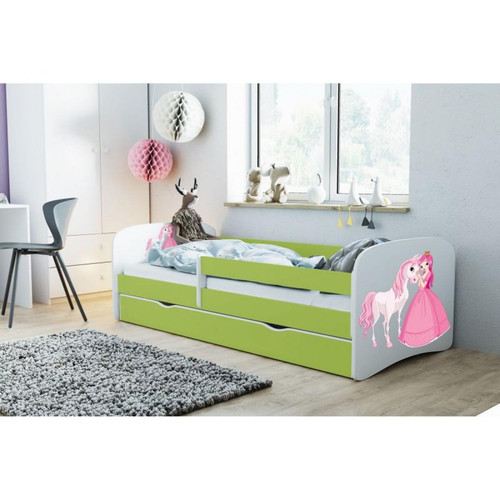 Inconnu - Lit Babydreams vert princesse cheval avec un tiroir sans matelas 180/80 Inconnu  - Lit bébé