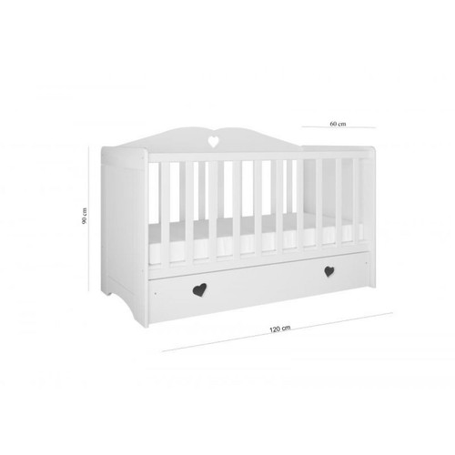 Inconnu - Lit bébé Julia blanc avec un tiroir sans matelas 124/66 - Chambre bébé