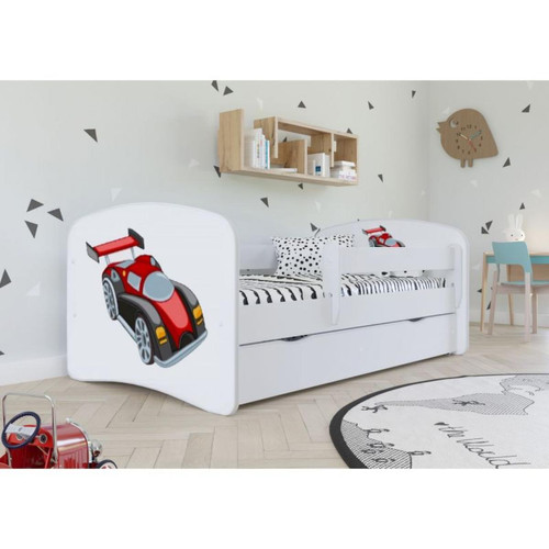 Inconnu - Lit voiture de course blanc Babydreams avec un tiroir sans matelas 180/80 - Lit enfant forme voiture