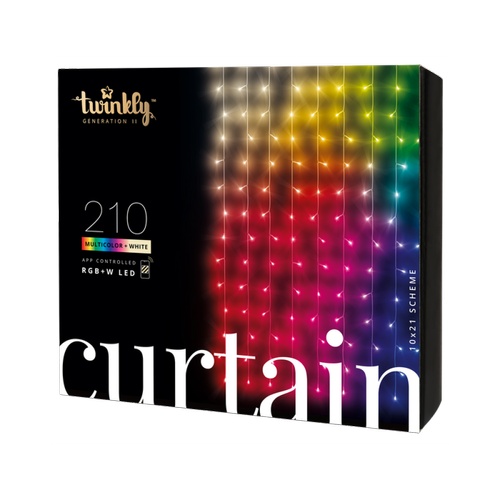 Ruban LED Twinkly TWINKLY Curtain 210 LED RGBW 5mm Gen II - Edition multicolore- +Blanc - 1 x 2,1 m