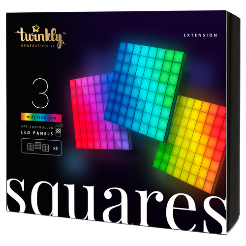 Inconnu - Twinkly Squares Extensions – Panneaux LED  64 Pixels RVB. Noir. 3 Tuiles d'Extension, Inconnu  - Ruban LED